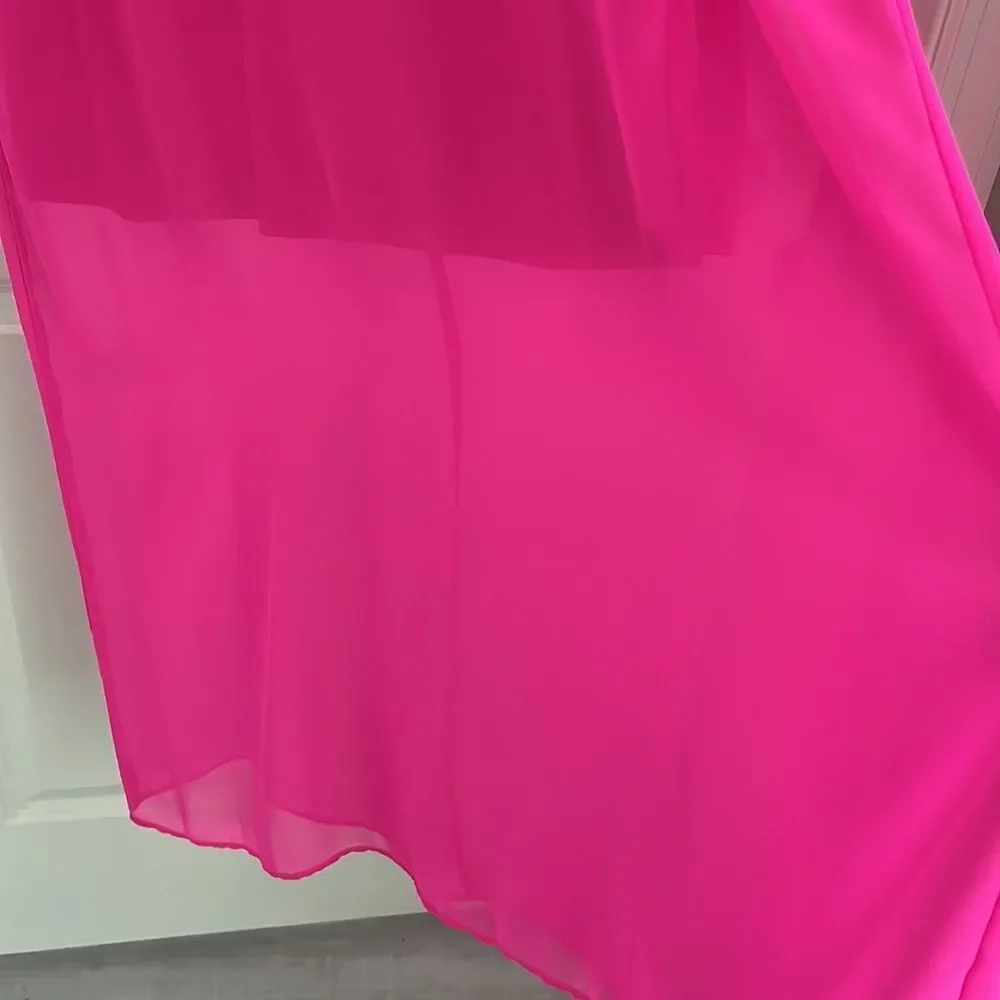 Muse Fuscia Hot Pink Maxi Slip Dress Spaghetti Straps Lined Bodice SZ 14 - Picture 9 of 13